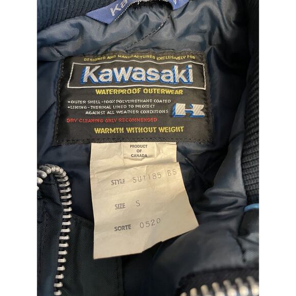 Vintage 80s Kawasaki Motorcycle Jacket Men Size Small Blue Nylon Insulated Retro - Picture 8 of 9